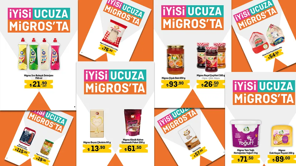 Migros 29 Eylül aktüel indirim kataloğunu yayınladı! Migros’da bu hafta piliç 54.50 TL, un 5kg 57.90 TL, Osmancık pirinç 2,5kg 76.90 TL, 40’lı tuvalet kağıdı 169.90 TL’den satılıyor
