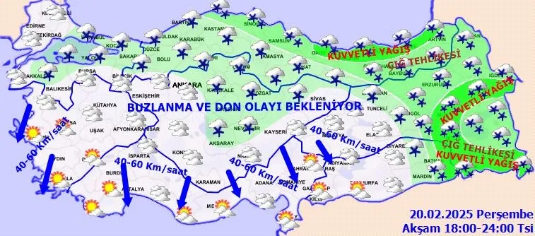 İÇ ANADOLU’DA BUZLANMA VE HAFİF KAR YAĞIŞI