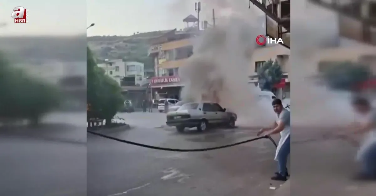 Osmaniye’de seyir halindeki otomobil yandı