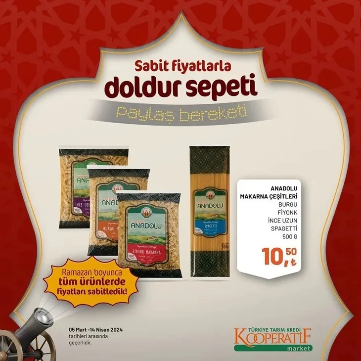 Tarım Kredi Market 30 Mart indirim kataloğu yayınladı! Kaşar peynir 205,00 TL’ye, tost peyniri 185,00 TL’ye, tereyağı 259,00 TL’ye, süt 22,50 TL’ye satışta
