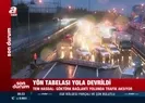 Yön tabelası yola devrildi! Trafik durma noktasına geldi