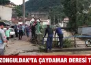 Zonguldakta Çaydamar Deresi taştı