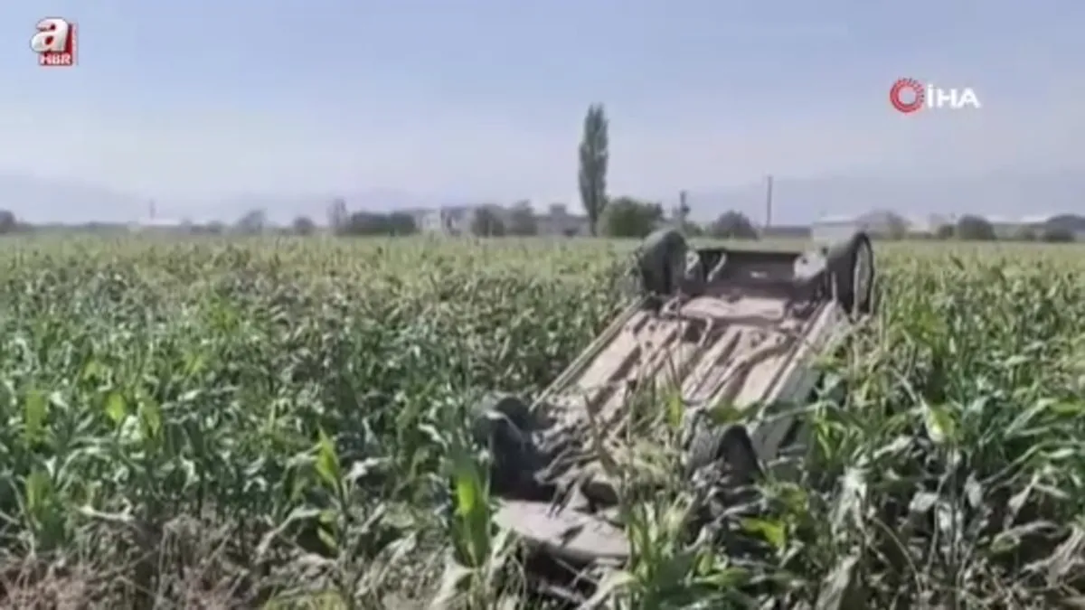 Kontrolden çıkan araç takla atıp tarlaya uçtu: 1 yaralı