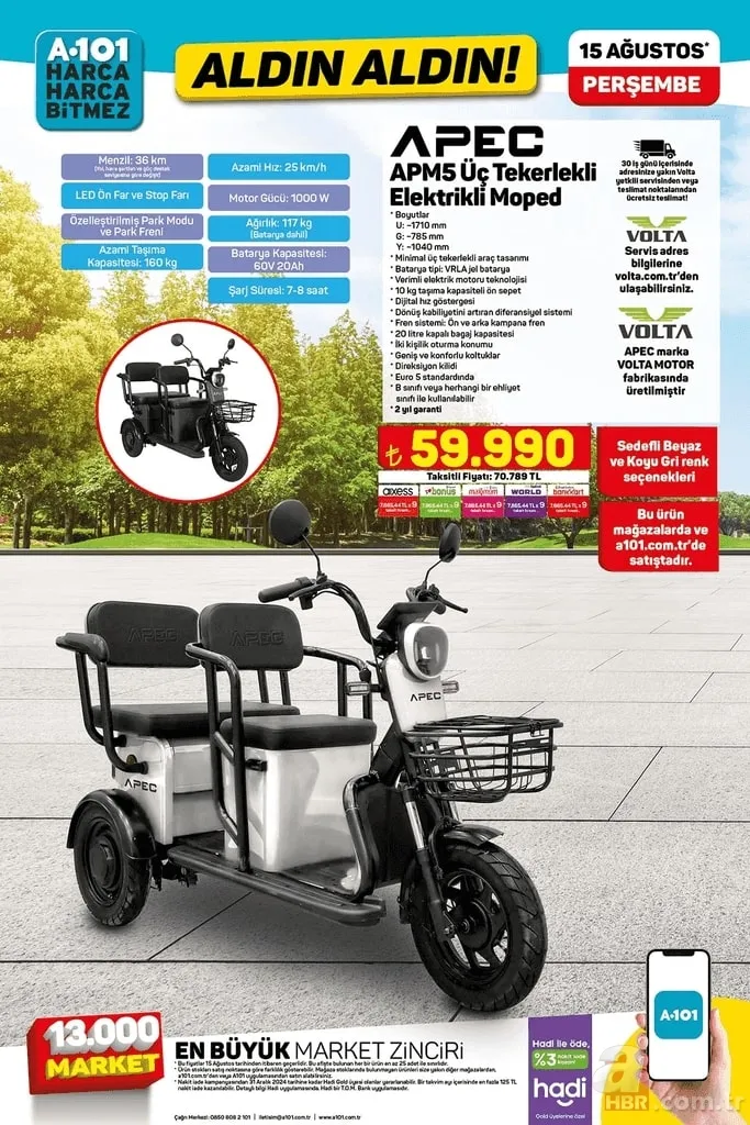 15 Ağustos A101 kataloğu 2024 | Aldın Aldın denildi ürünleri gören koştu: Elektrikli moped, 6500 flat tiny house, çekme karavan... 17