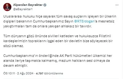 Türkiye ayağa kalktı! Başkan Erdoğan’ı hedef alan Siyonist Bakan Katz’e peş peşe tepkiler: Nazilerin ve katillerin sesi