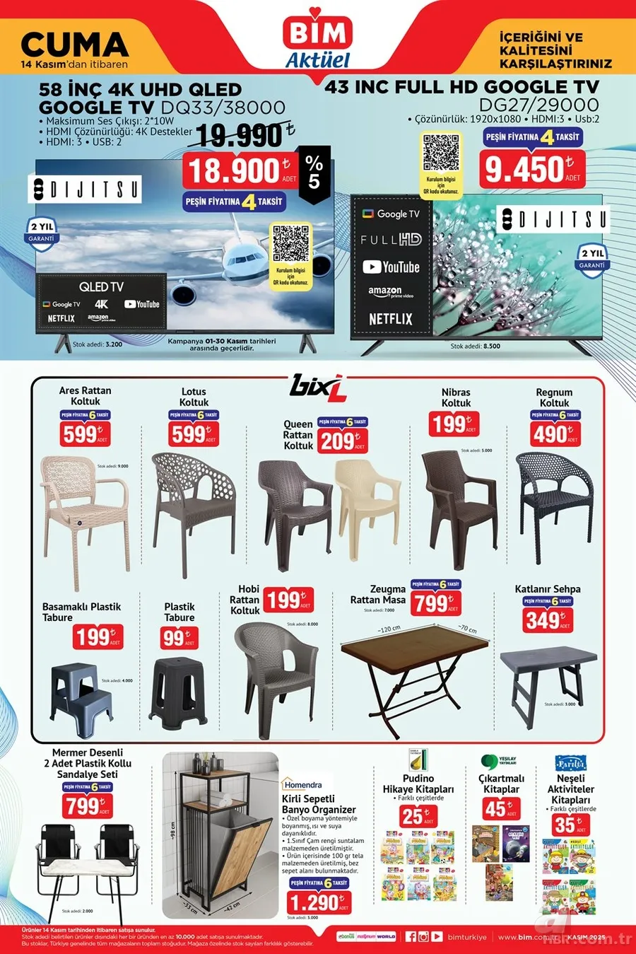 14 Kasım BİM aktüel kataloğu satışta! BİM’de indirim yağmuru başladı: Çelik tencere 449 TL, ütü 990 TL, TV 9.450 TL 4