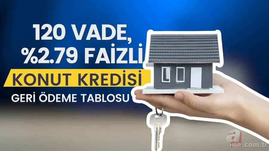 Ziraat Bankası konut kredisi 120 vade, yüzde 2.79 faizli aylık taksit tablosu 1