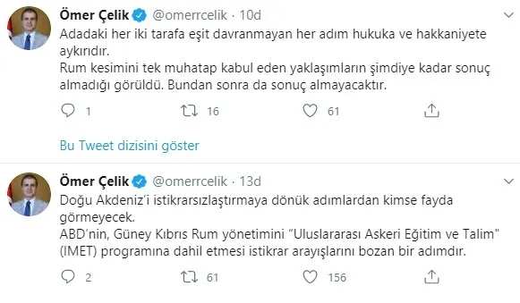 Son dakika: AK Parti Sözcüsü Ömer Çelik’ten ABD’ye Güney Kıbrıs ve Doğu Akdeniz tepkisi