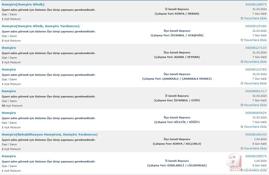 Lise mezunu 685 Hemşire alımı! İŞKUR KPSS şartsız Hemşire istihdamı için ilanlar tek tek listelendi 11