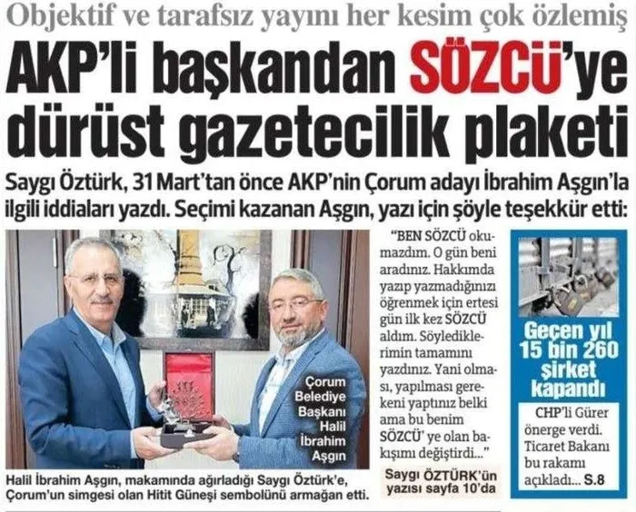 Çorum Belediye Başkanı Halil İbrahim Aşgın’dan Sözcü Gazetesi’ne yalanlama