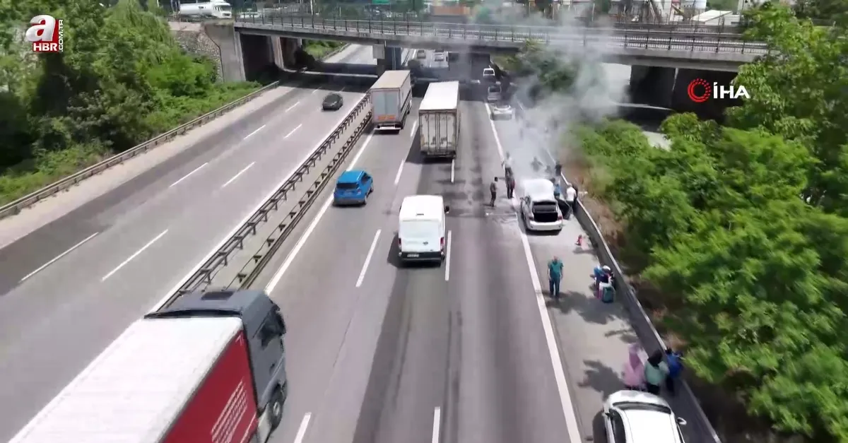 Otoyolda yangın paniği