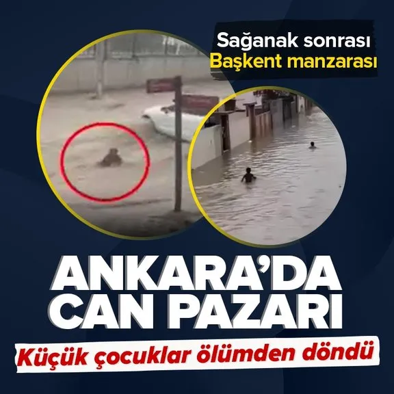 Ankara’da sel sonrası yürekleri ağza getiren an! Sel sürükledi vatandaş kurtardı