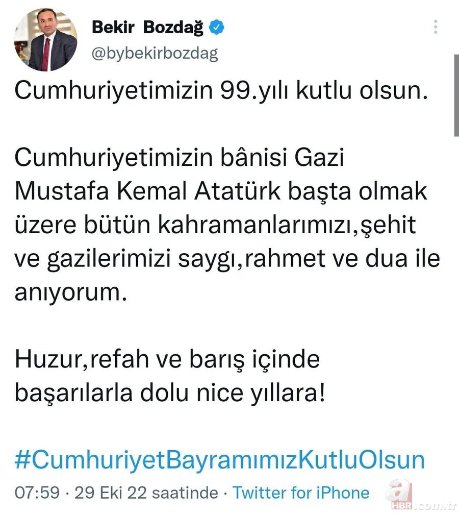 Cumhuriyet 99 yaşında! Siyasilerden 29 Ekim Cumhuriyet Bayramı mesajları 6