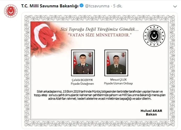 Barış Pınarı Harekatı'nda 2 asker şehit oldu - 1