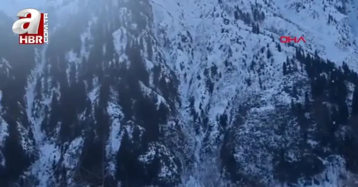 Rize'de çığ düşme anı kamerada