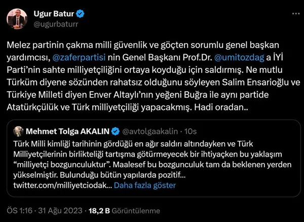1693530712252.jpg Ümit Özdağ ile Meral Akşener arasındaki kavgaya kurmaylar da dahil oldu: 'Milliyetçi' bozgunculuk beklenen yerden yükseldi - 5