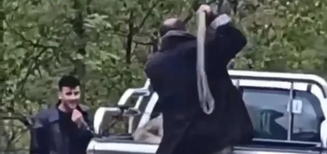 Köpeğe halatla şiddet uygulayan şahıs gözaltında