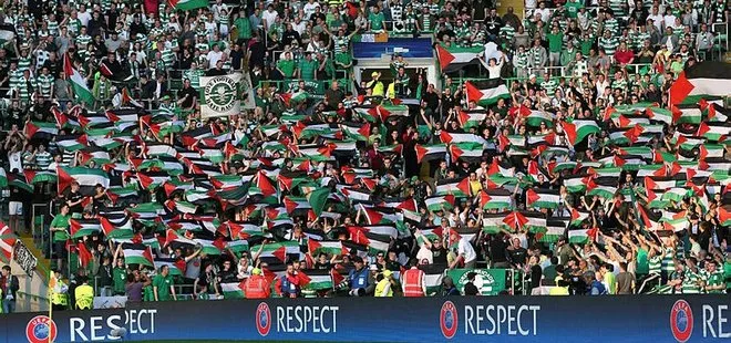 Tribünlerdeki Filistin bayraklarını kaldıran Celtic yönetimine taraftardan sert tepki