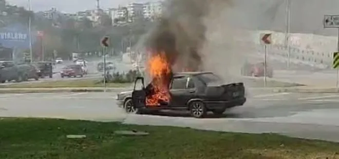 İstanbul’da korku dolu anlar! Hareket halindeki araç alev alev yandı