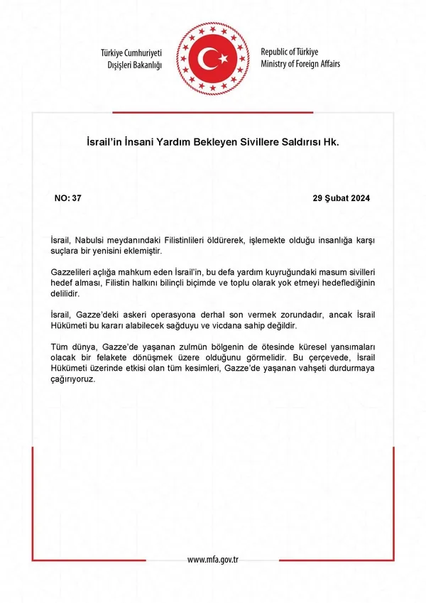 disisleri-bakanligindan-israile-tepki-insanliga-karsi-suclara-bir-yenisini-eklemistir-1709236696093.jpeg Dışişleri Bakanlığı'ndan İsrail'e tepki: İnsanlığa karşı suçlara bir yenisini eklemiştir - 1