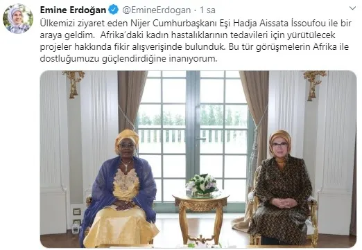 Emine Erdoğan Nijer Cumhurbaşkanının eşi Hadja Aissata Issoufou ile bir araya geldi - 1