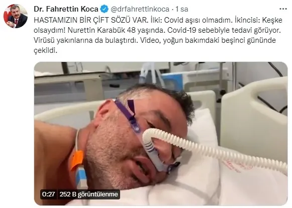 Kovid-19 hastasından çağrı: Keşke aşı olsaydım! Uyarıları dinlemedim