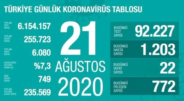 24 Ağustos korona tablosu: Türkiye'de corona virüsü vaka sayısı kaç oldu? Koronadan kaç kişi öldü? - 4