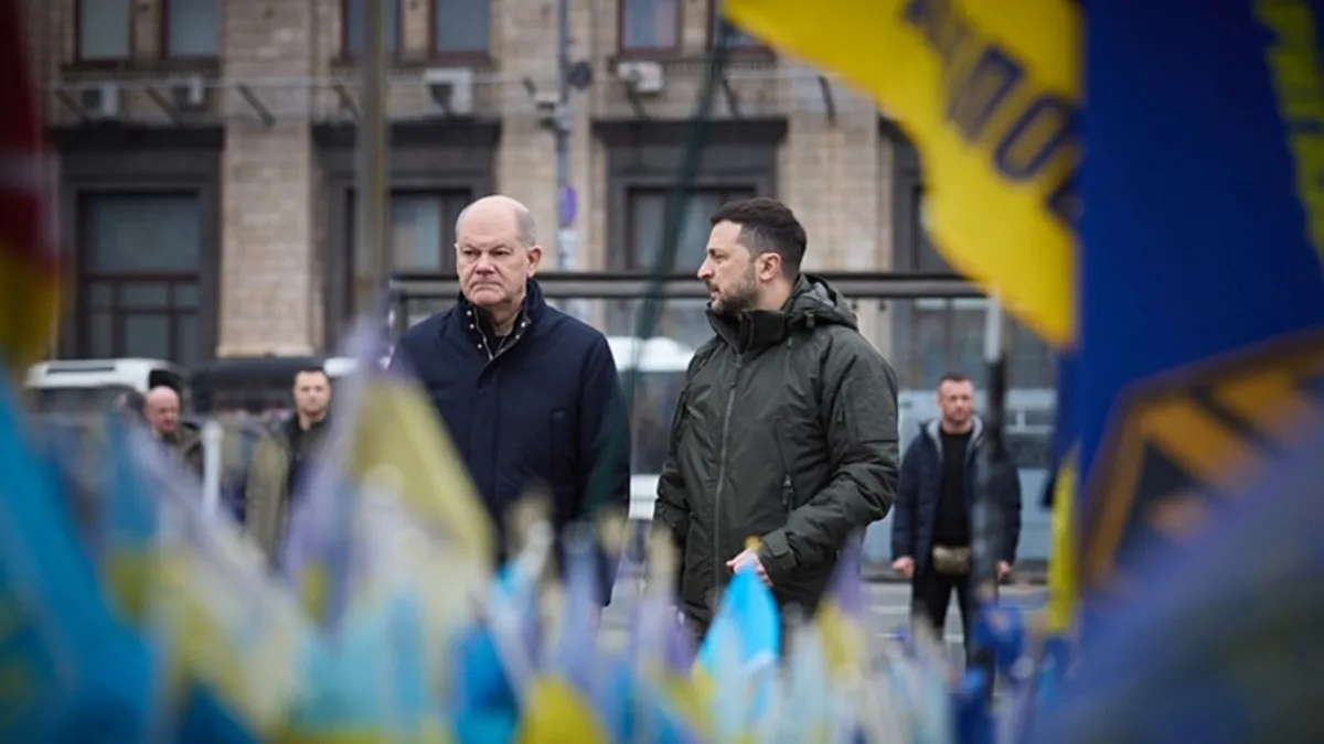 Almanya Şansölyesi Kiev'de! Ukrayna'ya 650 milyon avro değerinde silah yardımı!