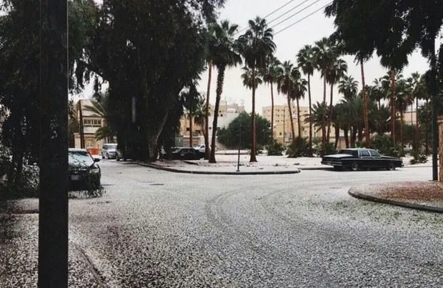 Suudi Arabistan’da çöle aniden kar yağdı