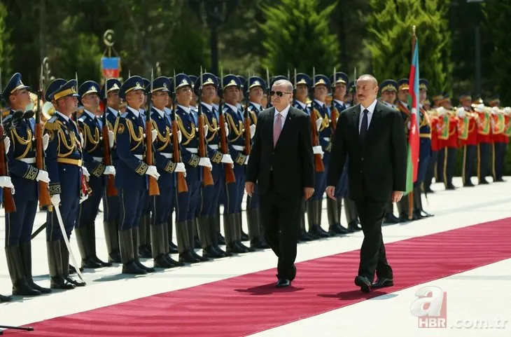 Başkan Erdoğan Azerbaycan’da Aliyev tarafından resmi törenle karşılandı