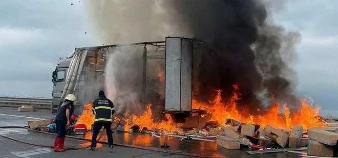 Anadolu Otoyolu’nda tır yangını!