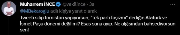 CHP’li Mehmet Bekaroğlu kendi partisine ’faşist’ dedi! Muharrem İnce sinir küpüne döndü