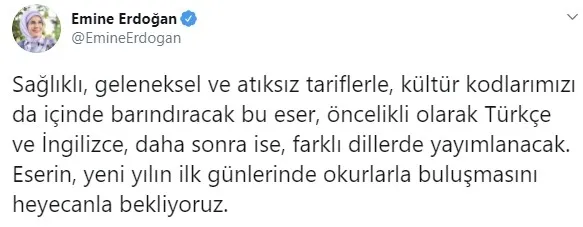 Başkan Erdoğan'ın eşi Emine Erdoğan'dan 'gastronomi kitabı' paylaşımı - 1