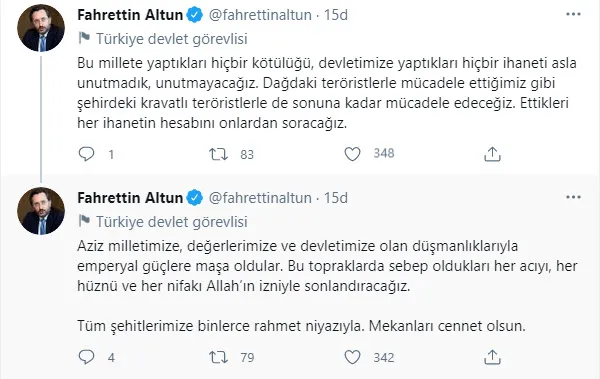 Son dakika | İletişim Başkanı Fahrettin Altun: Ettikleri her ihanetin hesabını onlardan soracağız - 1