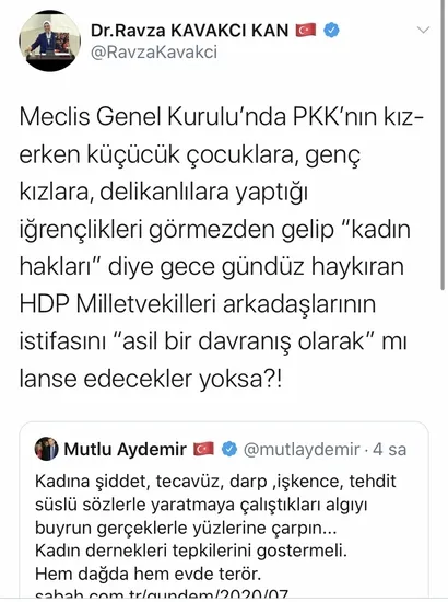 AK Parti’nin kadın milletvekillerinden tecavüz skandalına sessiz kalan HDP’li vekillere tepki