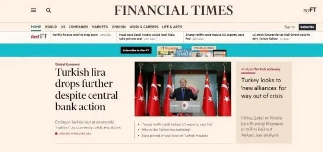 Financial Times manşetini Türkiye haberleriyle donattı