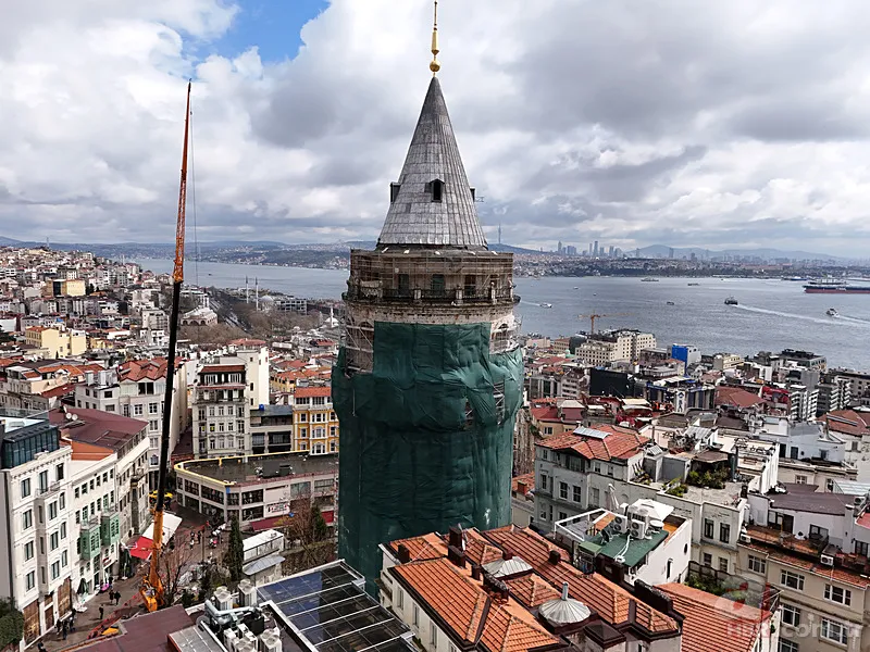 A Haber drone kamerası havadan görüntüledi! Galata Kulesi restorasyonda 18