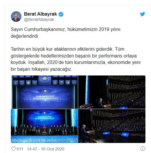 Bakan Berat Albayrak: 2020’de ekonomide yeni bir başarı hikayesi yazacağız