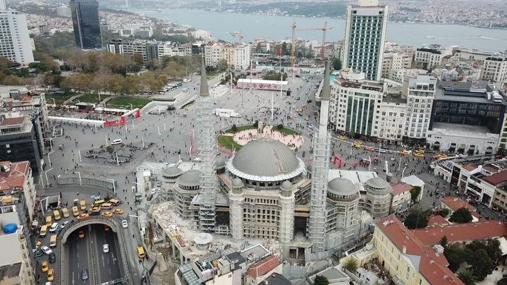 Taksim Camii inşaatındaki son durum havadan böyle görüntülendi