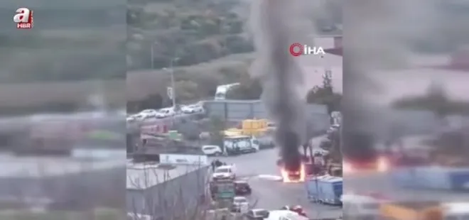 Ataşehir'de hafif ticari araç alev alev yandı