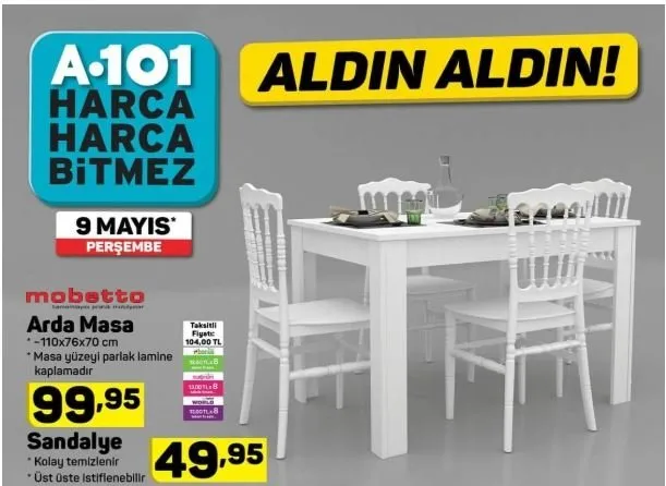 a101 gelen masa sandalye