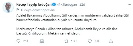 Son dakika: Başkan Erdoğan'dan annesi vefat eden Adalet Bakanı Abdulhamit Gül'e taziye mesajı - 1