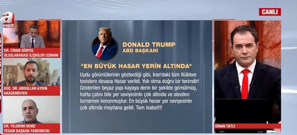 TRUMP: NÜKLEER TESİSLERE YER ALTINDAN ZARAR VERİLDİ