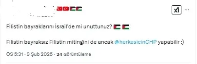 chpden-istanbulda-filistin-bayraksiz-filistin-mitingi-tepki-yagdi-sahterkarlik-1739117753648.jpg X üzerinden CHP'nin Filistin mitingine yapılan yorumlar | Ekran görüntüsü- ahaber.com.tr