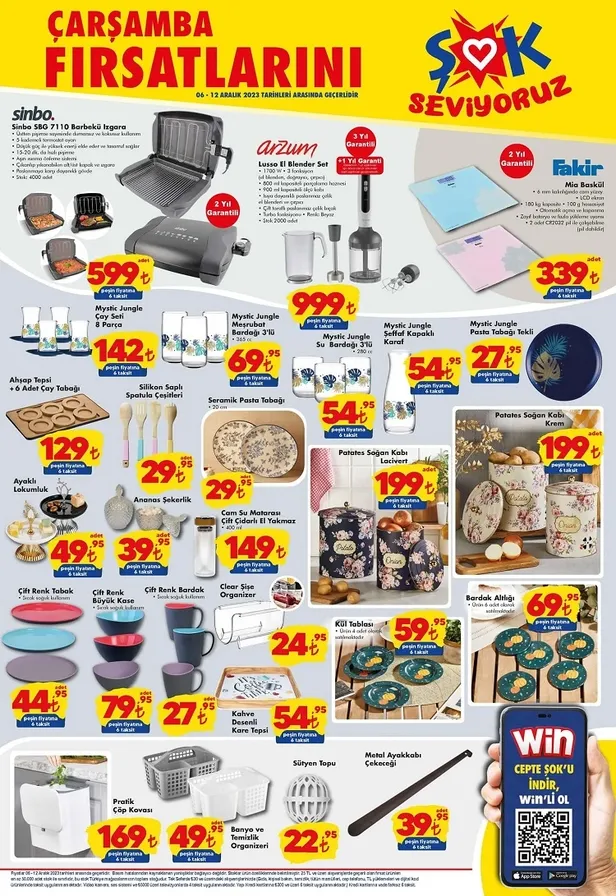 ŞOK 11 Aralık aktüel kataloğu yayınladı! Bu hafta ŞOK’ta %50’ye ulaşan indirim ve peşin fiyatına 6 taksit seçenekleriyle avantajı sunuluyor