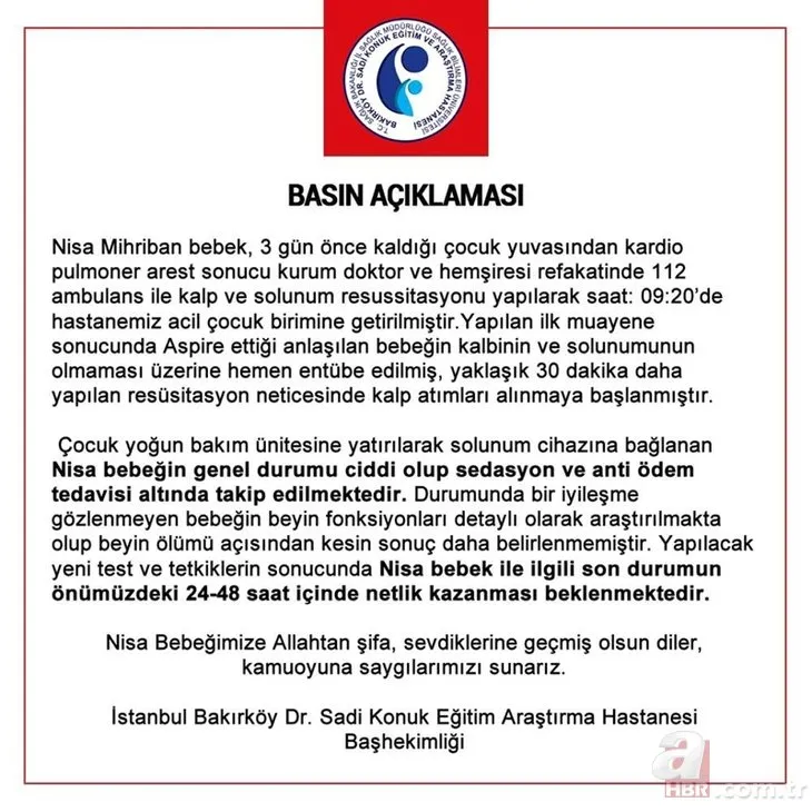 Nisa bebeğin sağlık durumu nasıl? Nisa Mihriban bebekle ilgili hastaneden flaş açıklama