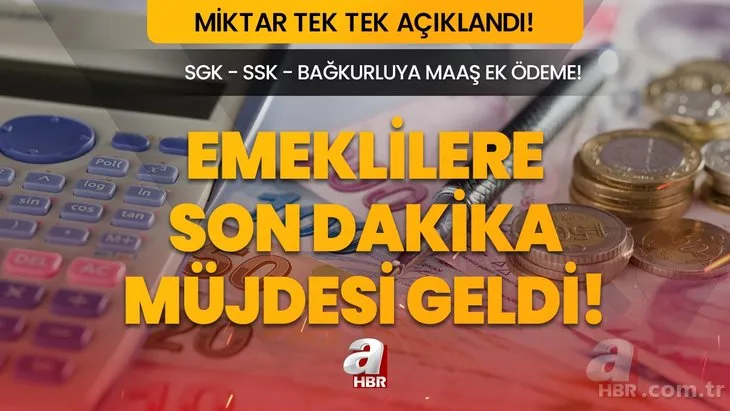 Emeklilere son dakika müjdesi geldi! SGK-SSK ve Bağ-Kur’luya maaşa ek ödenecek! Miktar tek tek açıklandı! 7.500, 8.000, 8.750 TL maaş alanlar...