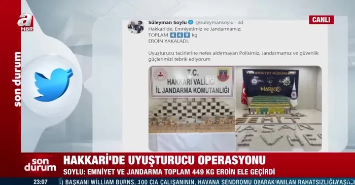 İçişleri Bakanı Süleyman Soylu duyurdu: Hakkari'de 449 kilo eroin ele geçirildi - 1