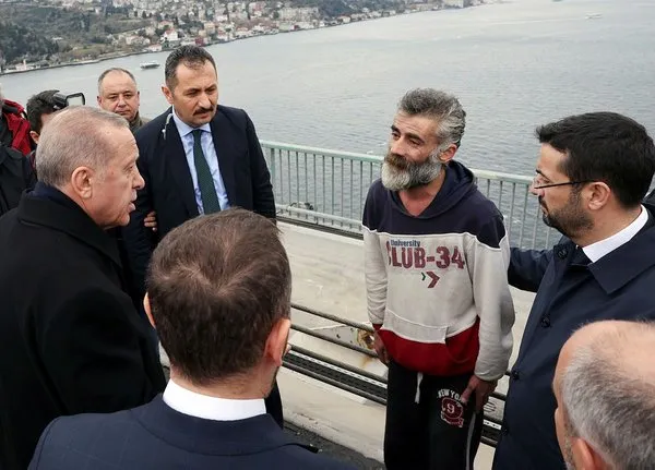 Başkan Erdoğan 15 Temmuz Köprüsü'nde konvoyunu durdurdu vatandaşın intihar  girişimini engelledi! İşte o kareler...