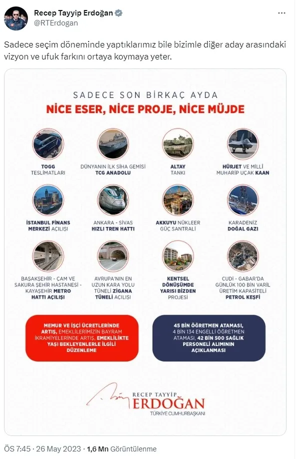 Başkan Erdoğan’dan vizyon ve ufuk farkı paylaşımı